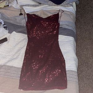 Red sequin mini dress